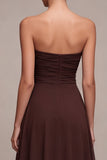 Vestido Formal Longo A-Line Honeyheart Dark Coffee Sweetheart