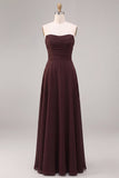 Vestido Formal Longo A-Line Honeyheart Dark Coffee Sweetheart