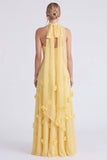 Vestido de dama de honor Daffodil Strapless Strapless A-Line Chiffon com flores 3D