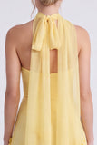 Vestido de dama de honor Daffodil Strapless Strapless A-Line Chiffon com flores 3D