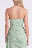Vestido longo de dama de honor floral ondulado Corset sem alças Dusty Sage Sage