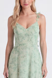 Vestido longo de dama de honor floral de chiffon sálvia A-Line