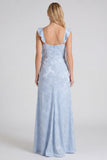 Vestido de dama de honor longo com alça floral Jacquard e abertura