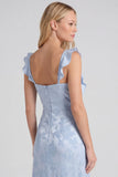 Vestido de dama de honor longo com alça floral Jacquard e abertura