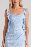 Vestido de dama de honor longo com alça floral Jacquard e abertura