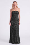 Vestido longo de dama de honor floral sem alças Sage