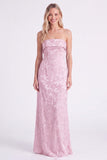 Vestido longo de dama de honor floral sem alças Sage