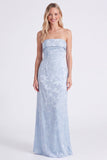 Vestido longo de dama de honor floral sem alças Sage