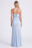 Vestido longo de dama de honor floral sem alças Sage