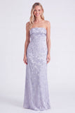 Vestido longo de dama de honor floral sem alças Sage