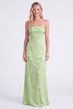 Vestido longo de dama de honor floral sem alças Sage