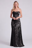 Vestido longo de dama de honor floral sem alças de sálvia de sálvia