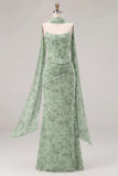 Espartilho sem alças da Mermaid Sage Vestido longo de dama de honor com renda nas costas