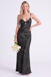 Sereia Narciso Floral com Alças Finghetti Vestido Longo de Dama de Honor