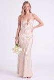 Sereia Narciso Floral com Alças Finghetti Vestido Longo de Dama de Honor