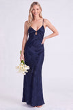 Sereia Narciso Floral com Alças Finghetti Vestido Longo de Dama de Honor