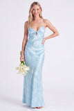Sereia Narciso Floral com Alças Finghetti Vestido Longo de Dama de Honor