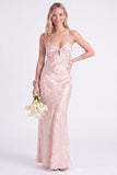 Sereia Narciso Floral com Alças Finghetti Vestido Longo de Dama de Honor