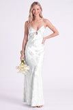 Sereia Narciso Floral com Alças Finghetti Vestido Longo de Dama de Honor