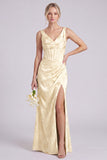 Vestido de dama de honor verde sereia, espartilho floral decote em V, franzido, longo e com fenda
