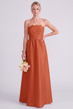 Vestido de dama de honor cor-de-rosa Strapless A-Line
