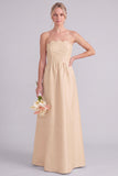 Vestido de dama de honor cor-de-rosa Strapless A-Line