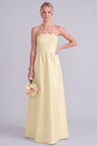Vestido de dama de honor cor-de-rosa Strapless A-Line