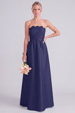 Vestido de dama de honor cor-de-rosa Strapless A-Line