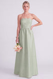 Vestido de dama de honor cor-de-rosa Strapless A-Line