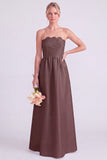 Vestido de dama de honor cor-de-rosa Strapless A-Line