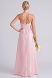 Vestido de dama de honor cor-de-rosa Strapless A-Line