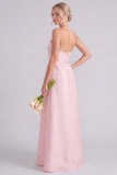 Vestido de dama de honor cor-de-rosa Strapless A-Line