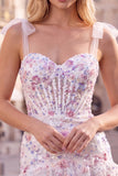 Letanjoulas Bodycon Lilas, Espartilho com Folhos em Níveis Vestido Curto de Regresso a Casa