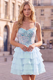 Vestido Curto de Finalistas, Espartilho Lilas, Linha A com Franzinhos e Franzinhos