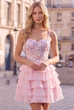 Vestido Curto de Finalistas, Espartilho Lilas, Linha A com Franzinhos e Franzinhos