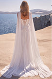 Vestido de noiva longo Corset Basco de cintura basca branco sem alças