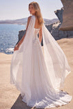 Vestido de noiva longo Corset Basco de cintura basca branco sem alças