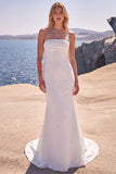 Vestido de Noiva Branco Sem Alças com Misangas e Laço