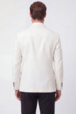 Blazer masculino branco de abotoamento simples com lapela de entalhe