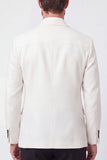 Blazer masculino branco de abotoamento simples com lapela de entalhe