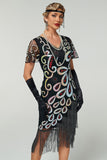 Vestido Flapper dos anos 1920 com franjas vintage com franjas de lantejoulas do Grande Gatsby