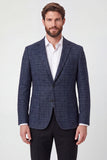 Jaqueta Blazer de Baile de Baile de Finalistas com Lapela Azul-Marinho com Escotadura