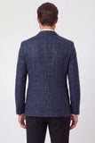 Jaqueta Blazer de Baile de Baile de Finalistas com Lapela Azul-Marinho com Escotadura
