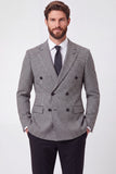 Blazer Masculino Preto de Peito Duplo Notched Lapela