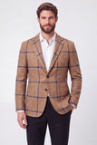 Blazer masculino de lapela castanha com entalhe simples