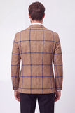 Blazer masculino de lapela castanha com entalhe simples