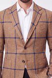 Blazer masculino de lapela castanha com entalhe simples