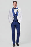 Fatos de casamento masculinos de um só botão em xaile de 3 peças
