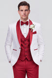 Fatos de casamento masculinos de um só botão em xaile de 3 peças