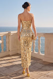 Vestido Midi com alças finas com lantejoulas brilhantes em Borgonha